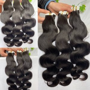 Body Wave Tape Hair Extensions Virgin Cambodian hair Tape In Hair Extension Adhesive 100% Real Human Skin Weft Human Hair Tape On Adhesive Invisible - Image 5