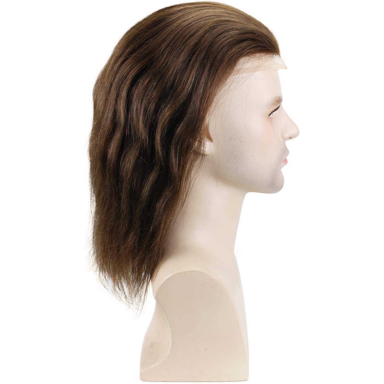 Long Human Hair Toupee for Men 12inch 10x8 Hairpieces Human Hair Mens Toupee Mono Net with PU around Natural Black Color Men Wigs - Image 15