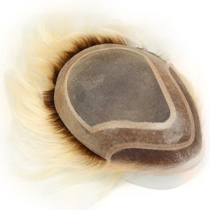Toupee for Men with Transparent Swiss Lace with PU Around 10x8 Brazilian Human Hair Straight Hair Pieces for Men #60 Platinum Blonde - Image 3