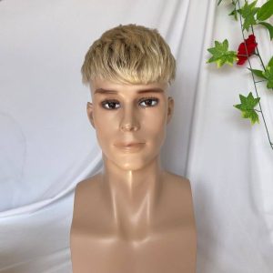Alternative view of 100% Human Hair Men's Toupee Ombre T613 Blonde and Black 3 Inch After Cut New Hairstyles Men's Toupee Super Thin Mono Lace with PU Around  Toupee