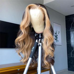 150% Density Wavy Wig Lace Front Human Hair Wigs Brazilian Remy Hair #27 Honey Blonde Highlight Wigs For Women 8-26inch - Image 2