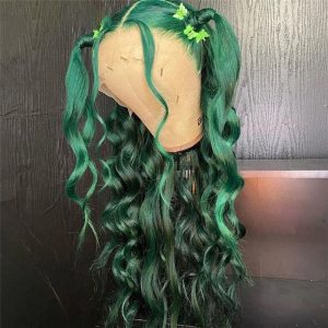 Body Wave Green Lace Front Human Hair Wigs For Women Brazilian Remy Hair Transparent Lace Wigs Ombre Lace Front Wig Pre Plucked - Image 3