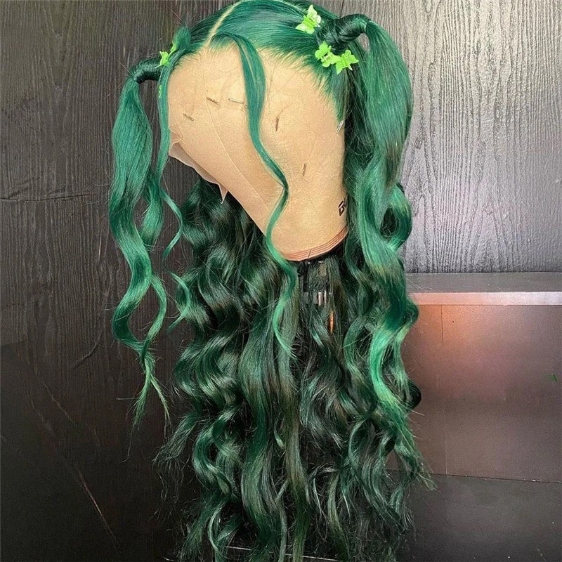 Body Wave Green Lace Front Human Hair Wigs For Women Brazilian Remy Hair Transparent Lace Wigs Ombre Lace Front Wig Pre Plucked - Image 3
