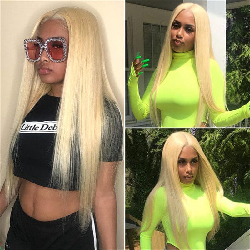 150% Density Straight Hair 4X4 Hd Lace Closure Wig #613 Blonde 100% Human Hair Wig For Women - Image 4