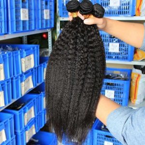 Kinky Straight Brazilian Human Hair Extensions Weave Natural Color 3 Bundles - Image 4