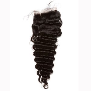 4x4 HD Lace Closure Cambodian Human Remy Hair Deep Wave Free Part Lace Closure Hair Piece 4x4 inchs Natural Color - Image 3