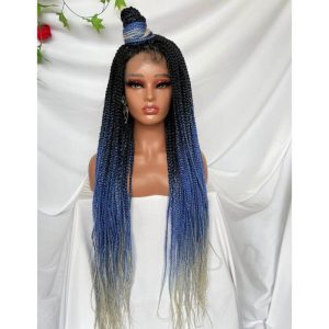 9x6 Lace Ombre Wigs 36 Inch double Lace Front Box Braided Wigs Knotless Lace Frontal Wig Synthetic Black Hand Braided Cornrow Braids Wigs With Baby Hair - Image 3