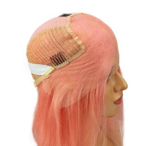 Short Shoulder Bob Lace Front Wigs Brazilian Straight Cut Human Hair Transparent Lace Wigs Pink Color - Image 7
