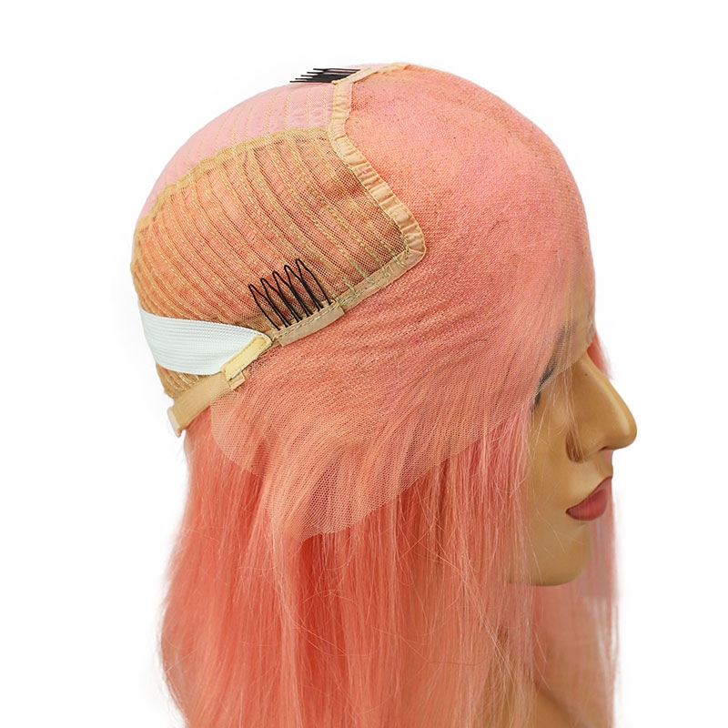 Short Shoulder Bob Lace Front Wigs Brazilian Straight Cut Human Hair Transparent Lace Wigs Pink Color - Image 7