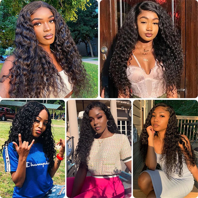 Deep Wave Human Hair 5X5 Hd Transparent Lace Closure Fringe Wigs Cost Glueless Brazilian Lace Wig For Women - Image 7
