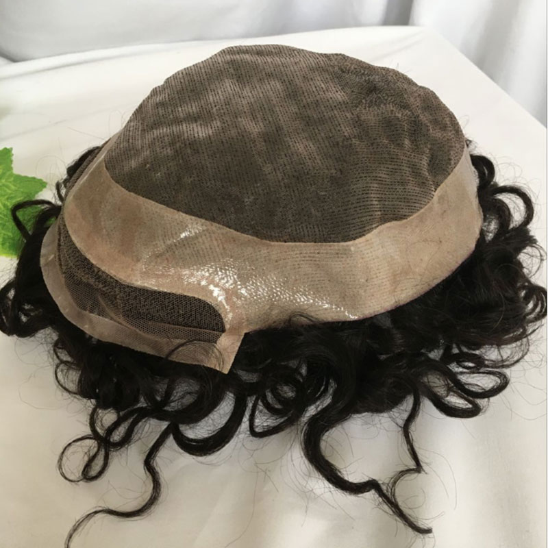 Pwigs 100% Human Hair Toupee for Men HairPieces Men Wigs Curly Hair Lace Frontal Mono Lace Top 8*10 20MM Man Hair Toupee Natural Black - Image 6