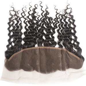 Alternative view of Remy Hair 3 Bundles with Lace Frontal Human Hair Bundles with 13x4 Unprocessed Deep Curly Remy Hair Extensions
