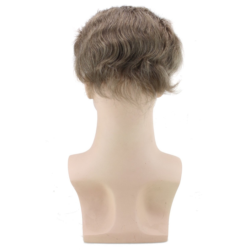 Men's Wig Human Hair Hairpiece Toupee Super Thin Skin Hair Replacement (#7 Light Ash Brown) - Image 5