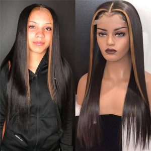 150% Brazilian Straight Ombre Honey Blonde Highlight 1b 30 Colored Lace Front Human Hair Wigs For Women Bob Wig 13x4 Closure Wig