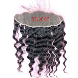 Alternative view of Free Part Loose Wave Lace Frontal Closure 13x4 Ear to Ear Indian Human Hair Extensions with Baby Hair Bleached Knots Natural Color