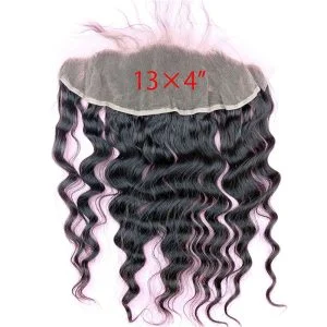 Alternative view of Free Part Loose Wave Lace Frontal Closure 13x4 Ear to Ear Indian Human Hair Extensions with Baby Hair Bleached Knots Natural Color