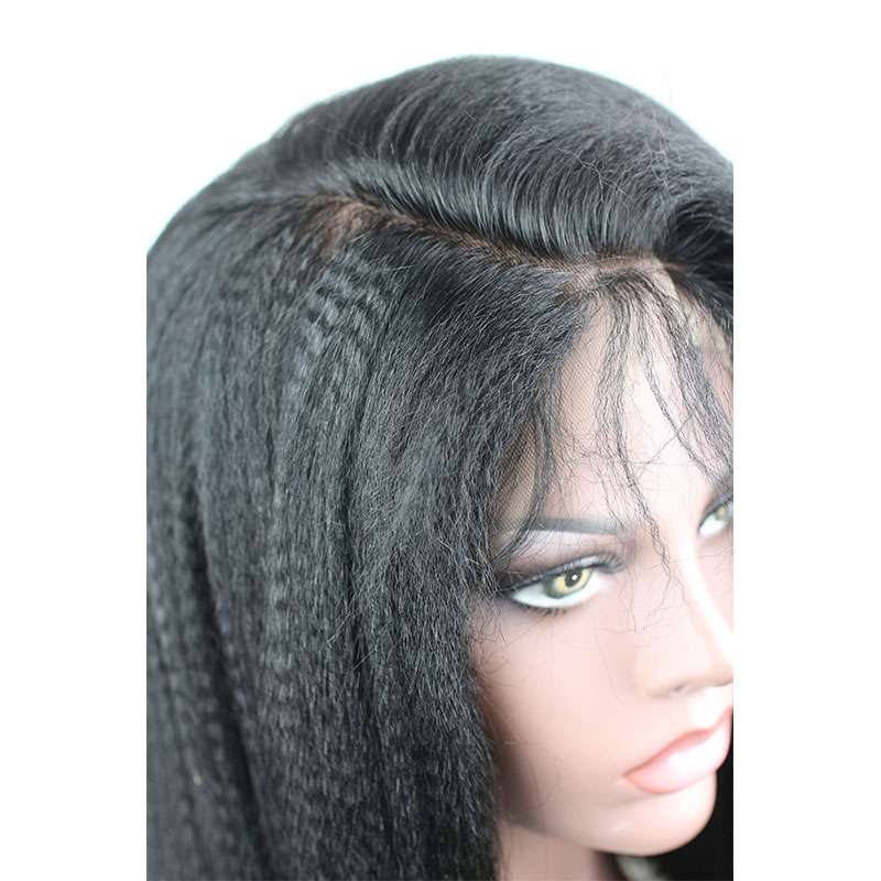 Yaki Straight Glueless Lace Front Human Hair Wigs 10A Unprocessed Brazilian Remy Human Hair Italian Yaki Lace Front Wig with Baby Hair - Image 9