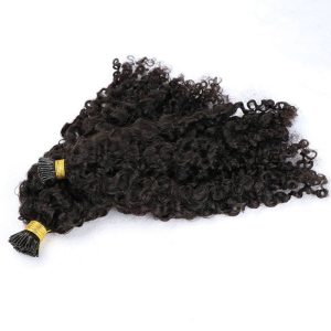 Mongolian Kinky Curly I Tip Microlinks Human Hair Extensions For Black Women Virgin Hair Bulk Hair Natural Black Pwigs - Image 4