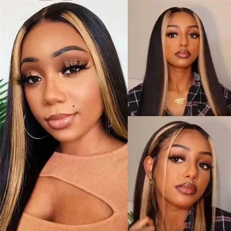 150% Brazilian Straight Ombre Honey Blonde Highlight 1b 30 Colored Lace Front Human Hair Wigs For Women Bob Wig 13x4 Closure Wig - Image 3