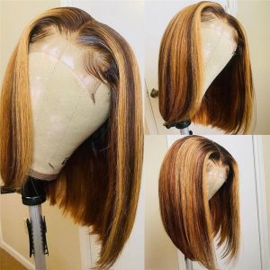 Straight Highlight Wig Short Bob Wig Honey Blonde 13x4 Lace Front Wigs For Black Women 8-16inch Bob Wig Brown Colored Wigs - Image 5