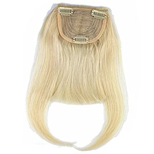 613 Blonde Clip-in Front Hair Bangs Full Fringe Short Straight Hairpieces Brazilian Virgin Human Hair Extensions for women 6-8inch - Image 2