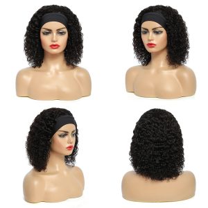 Headband Wigs Curly Human Hair for Black Women Glueless None Lace Front Wig Brazilian Virgin Hair Headband Wig Curly Half Wigs Human Hair - Image 8