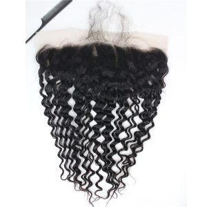 Lace Frontal Closure 13x4 Soft Curl Wave Free Part Ear to Ear Brazilian Human Hair Frontal Closure with Baby Hair Bleached Knots Natural Color
