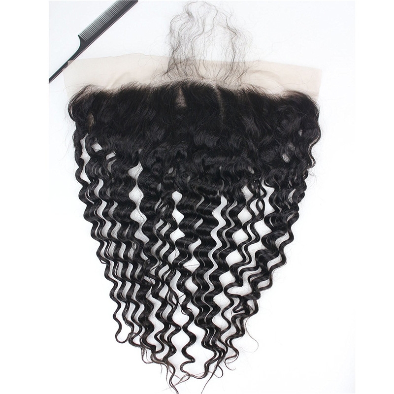 Lace Frontal Closure 13x4 Soft Curl Wave Free Part Ear to Ear Brazilian Human Hair Frontal Closure with Baby Hair Bleached Knots Natural Color
