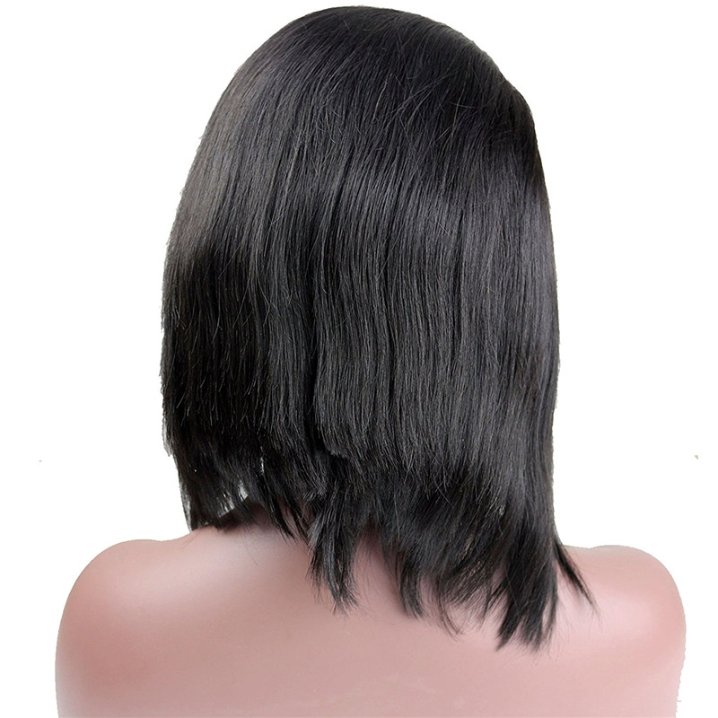 Short Human Hair Wigs Front Lace and Full Lace Wig with Bangs in Front Side Part 8-16 - Image 5