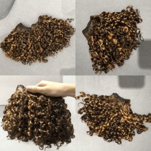 10 A Ombre Hightlight  Cambodian Human Hair Bundles Cuticle Aligned Curly Human Hair Bundles 1pcs - Image 4