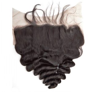 Lace Frontal Closure 13X6 Human Hair Peruvian Remy Hair loose deep wave Natural color density 130% Bleached knots - Image 2