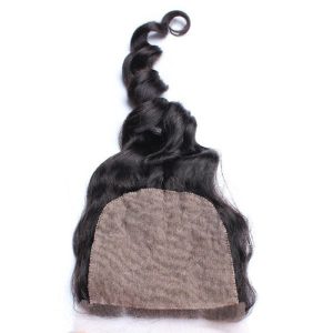 Alternative view of Natural Color Loose Wave Brazalian Remy Hair Silk Base Top Closure Piece With Scalp 4x4inchs