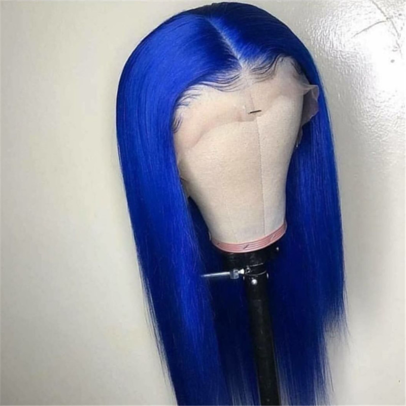 Peruvian Hair Sapphire Blue Straight Human Lace Front Wigs - Image 2