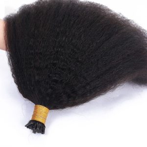 Kinky Straight I Tip Microlinks Hair Extensions 100% Human Virgin Hair Weave Bundles Brazilian I Tip Hair Extensions Pwigs - Image 4