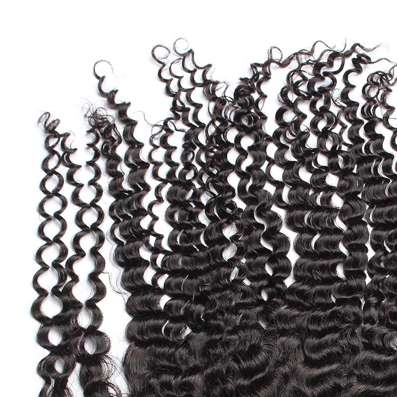 Frontal Closure Kinky Curly Brazilian Remy Hair Ear To Ear Lace Frontal Closure 13x4inches Natural Color - Image 5