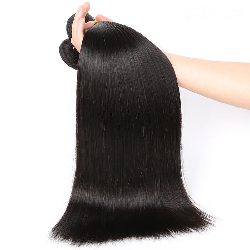 Silky Straight Hair 3 Bundles With Frontal Brazilian Human Hair Weave 13x4 Pre Plucked Lace Frontal Closure With Baby Hair Around - Image 2