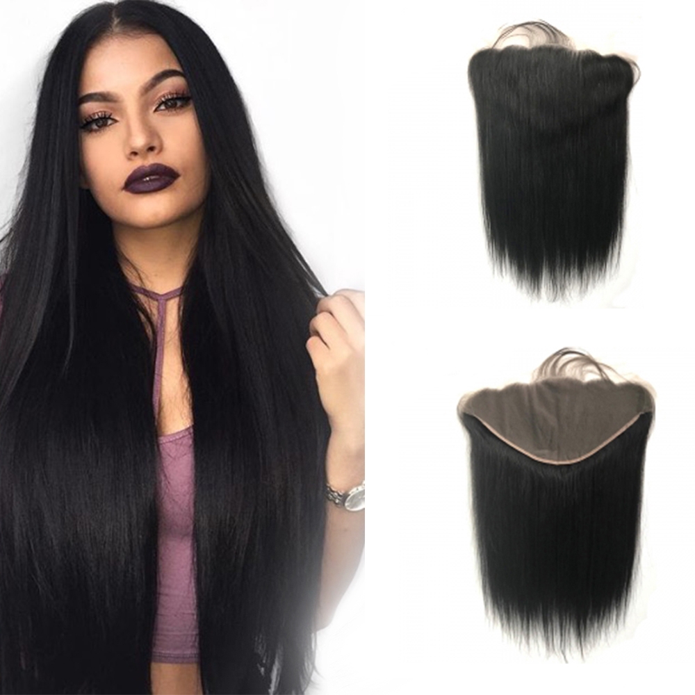 Lace Frontal Closure Ear To Ear 13X6 Free Part With Baby Hair Pre Plucked Brazilian Straight Human Hair