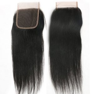 Straight Hair Bundles with Lace Closure Grade 9A Unprocessed Straight Peruvian Hair 3 Bundles and 4x4 Free Part Closures Natural Color - Image 5