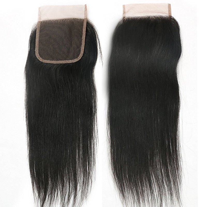 Straight Hair Bundles with Lace Closure Grade 9A Unprocessed Straight Peruvian Hair 3 Bundles and 4x4 Free Part Closures Natural Color - Image 5