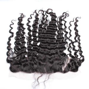 Ear To Ear Lace Front Frontal Piece Deep Wave Mongolian Remy Hair Lace Frontal Closure 13x4inchs Natural Color - Image 5