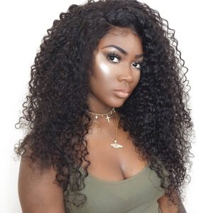 Hidden Knots Full Lace Wigs Deep Curly 150% Density Brazilian Hair Natural Hair Line Pre-Plucked Unprocessed Human Hair Natural Color Can Be Dyed