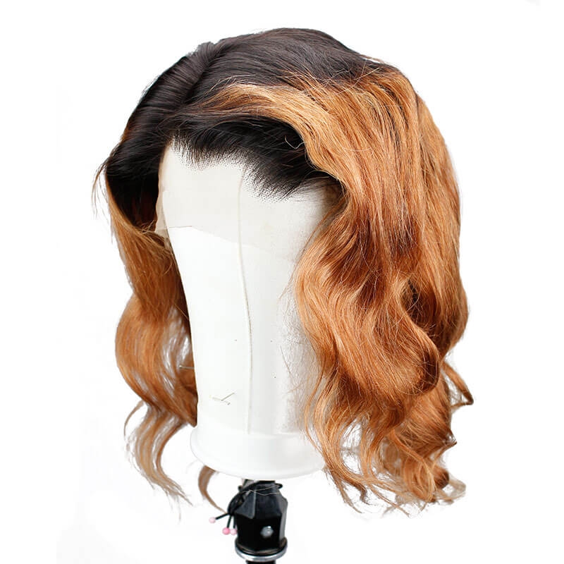 Ombre Colored Human Hair Lace Front Wigs 1B/27 Wavy Brazilian Hair Lace Wig Pre Plucked With Baby Hair - Image 3