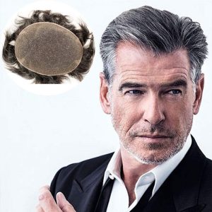 Pwigs Hairpiece Full French Lace Mens Toupee Bleached Knots Men Toupee Human Hair Wig Indian Remy Hair System Breathable 8x10 Toupee 18# Color - Image 4