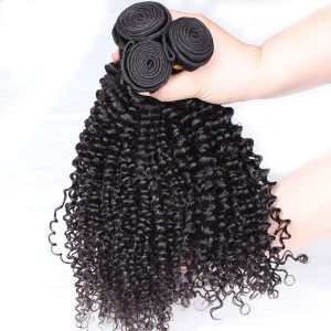 Natural Color Kinky Curly Hair Weaves Brazilian Human Hair Weaves 3 Bundles - Image 2
