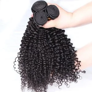 Alternative view of Natural Color Kinky Curly Hair Weaves Brazilian Human Hair Weaves 3 Bundles