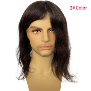 Pwigs Toupee for Men Full Thin Skin PU Cap Base 12inch Long European Human Hair Men Toupee Natural Hairline Hair System 1b Mixed with 60% White Hair Men Wigs - Image 11