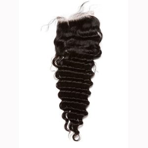 4x4 HD Lace Closure Piece Brazilian Remy Human Hair Deep Wave Free Part Lace Closure 4x4inches Natural Color - Image 2