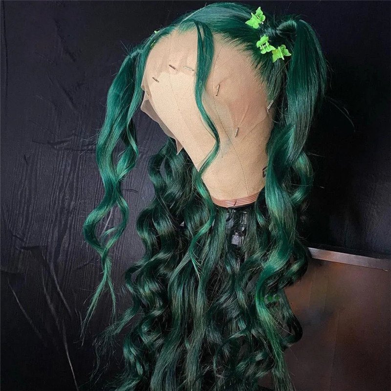 Body Wave Green Lace Front Human Hair Wigs For Women Brazilian Remy Hair Transparent Lace Wigs Ombre Lace Front Wig Pre Plucked - Image 4
