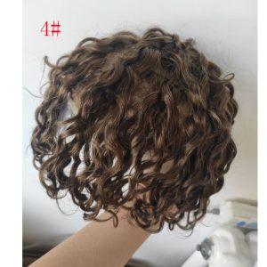 Toupee For Men Full French Lace Hairpiece Replacement System #1B Off Black 10X8 Loose Curly