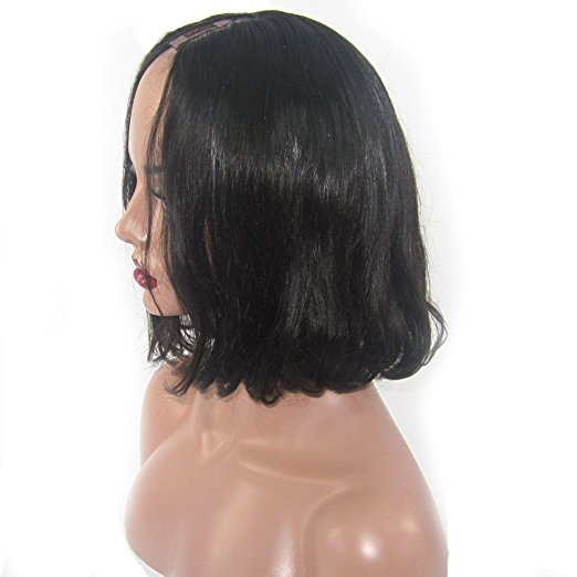 U Part Human Hair Wigs Brazilian Remy Hair Natural Wave Short Bob Wig for Black Women Natural Color - Image 4